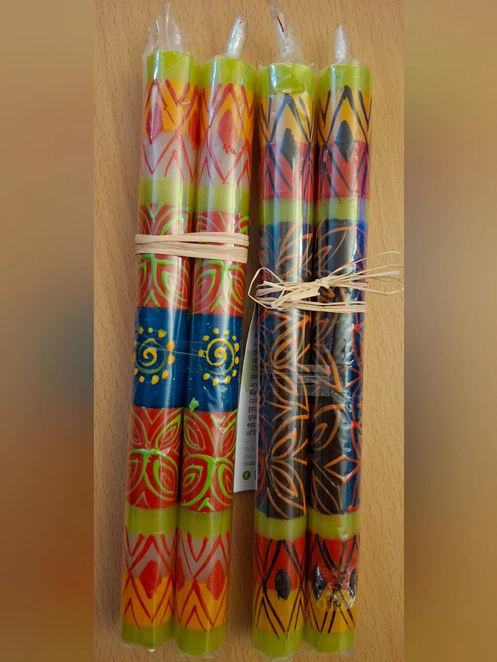 Kapula Handmade Multicolor African Decorative Taper/Dinner Candles, 2 Pack